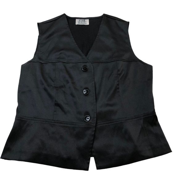 Vtg Star C.C.C. Black Silky Polyester Spandex Dressy Vest, Classy Western Wear - Picture 1 of 6